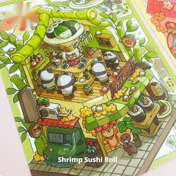 Cute Shikong Workshop Miaozi Shop Miniature Sticker Set