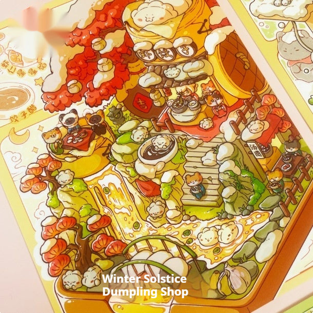 Cute Shikong Workshop Miaozi Shop Miniature Sticker Set