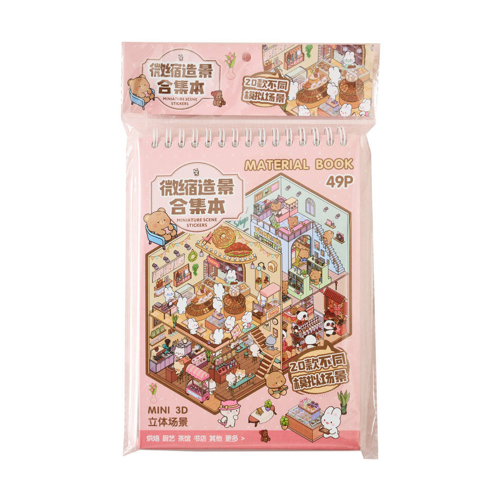 3D Miniature Cottage Diorama Stickers Book for Creative Play