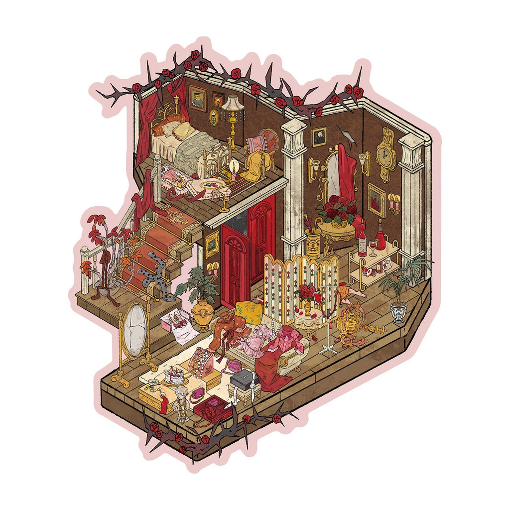 Retro Scene Landscaping Stickers | Cottage Miniature Notebook Collage