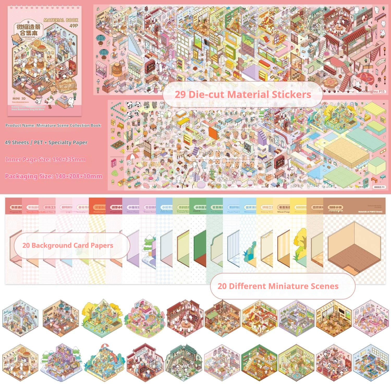 3D Miniature Cottage Diorama Stickers Book for Creative Play