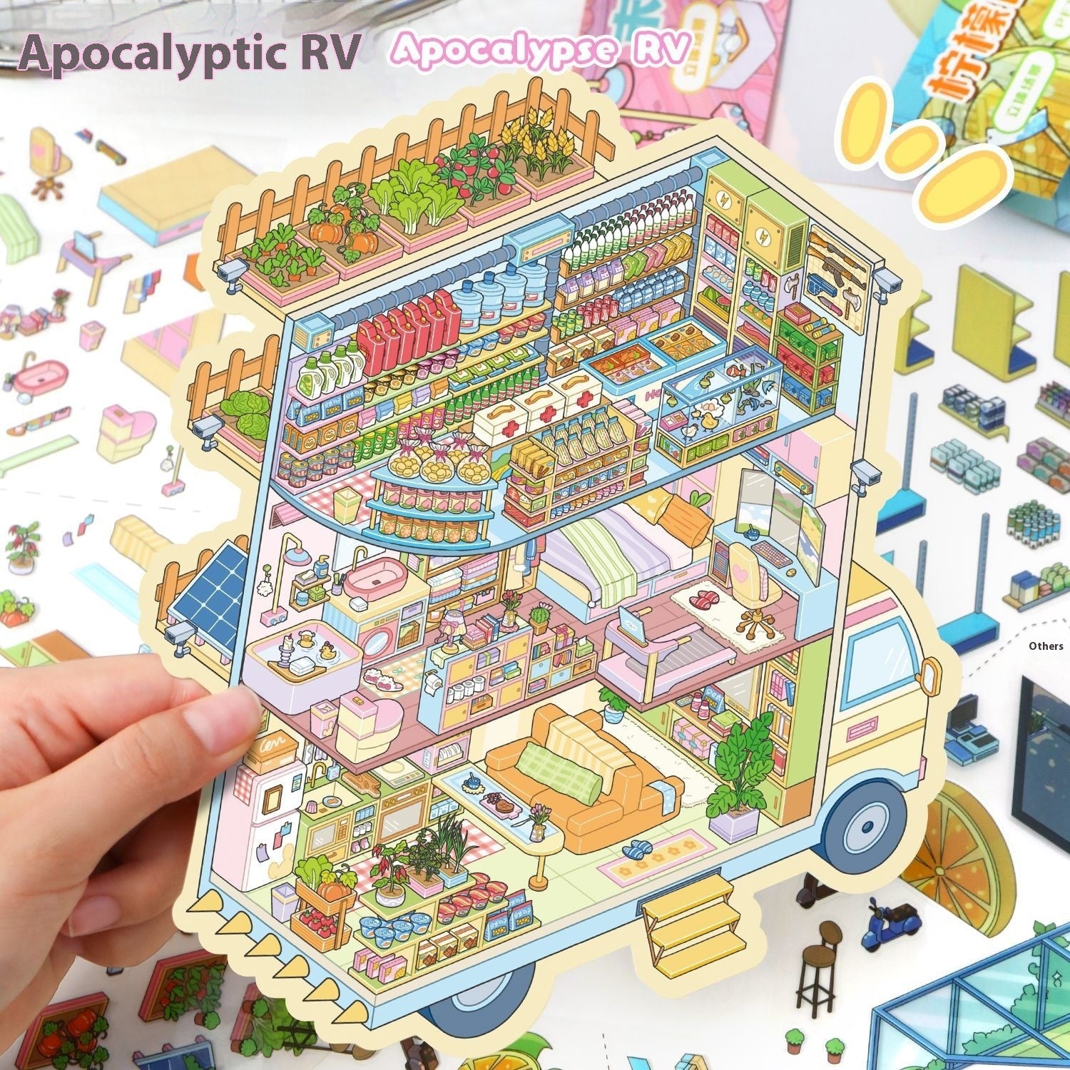 Hand Account Large 3D Miniature Scene Landscape Stickers