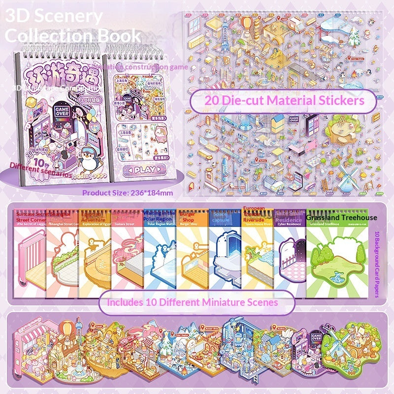 Miniature Scene Sticker Set for Dioramas & Dollhouse Decoration