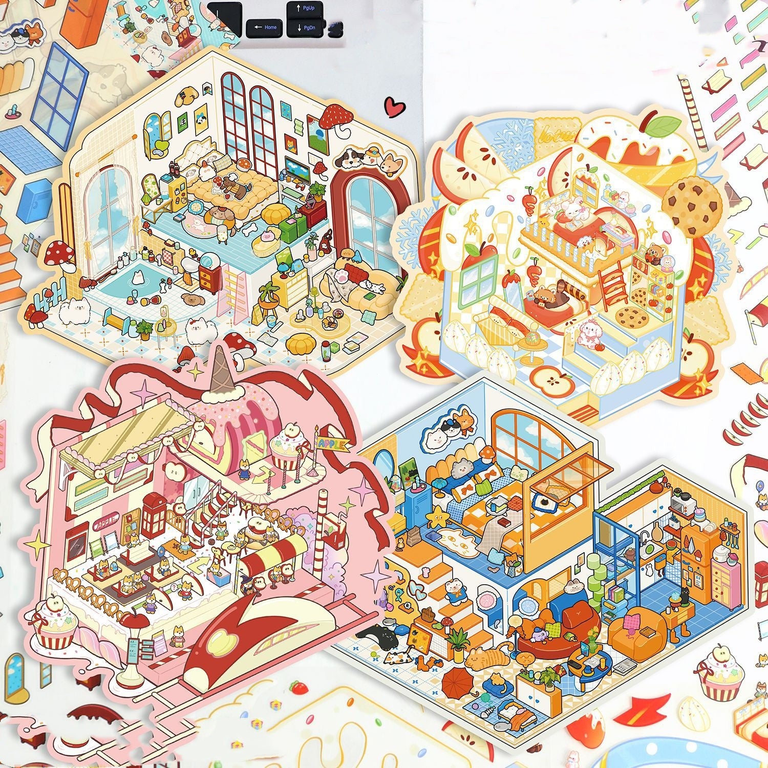 Hand Account Large 3D Miniature Scene Stickers