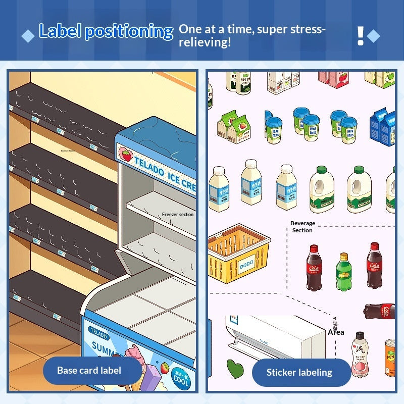 Mini Supermarket Snack & Drink 3D Miniature Scene Sticker Book 8.0