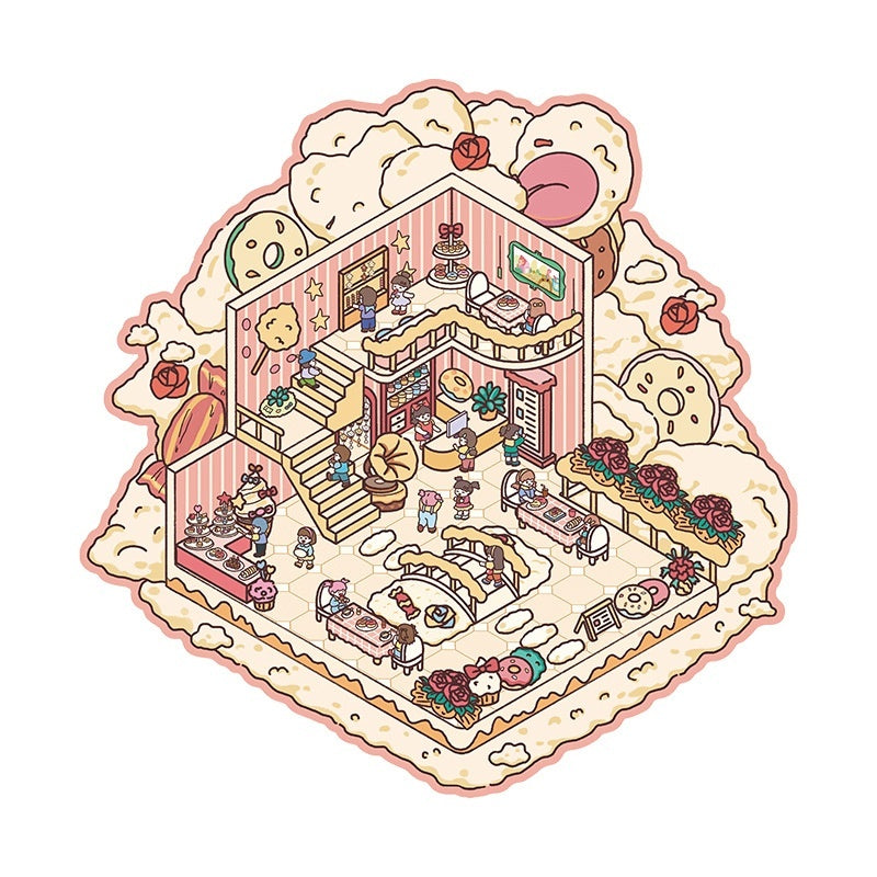 Cartoon Landscape Miniature Scene Stickers
