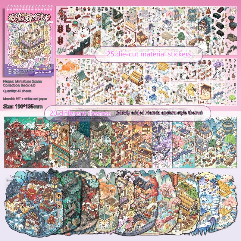 DIY 3D Tiny House Diorama Sticker Set Book – Miniature Scene Planner Decor