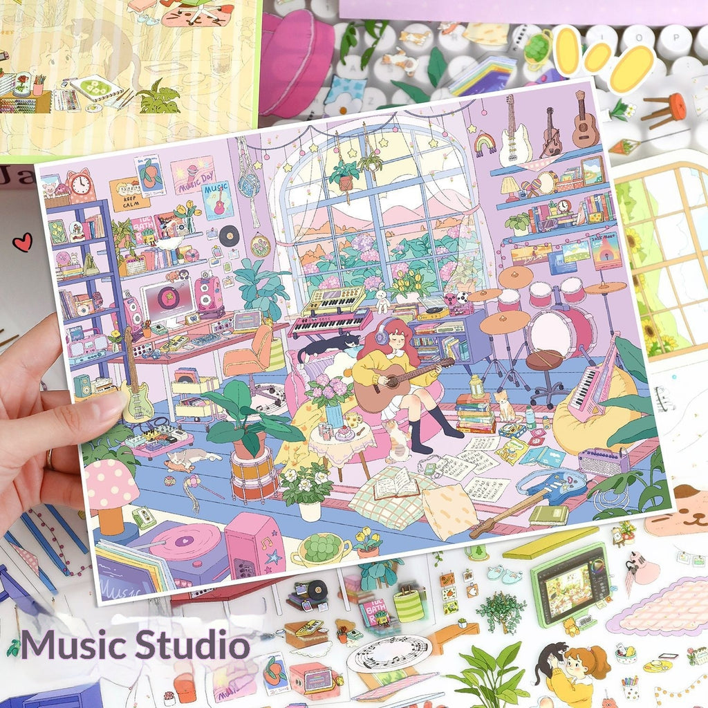 Relaxing Healing Series Miniature Scene Stickers – 3D Decor