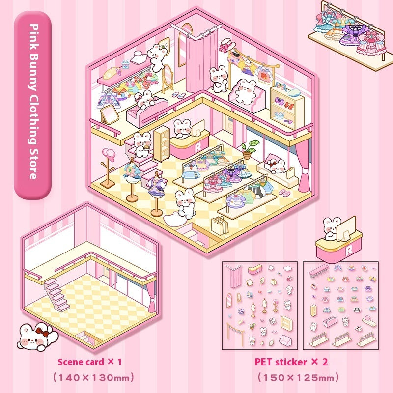 Cartoon Landscape Miniature Scene Stickers