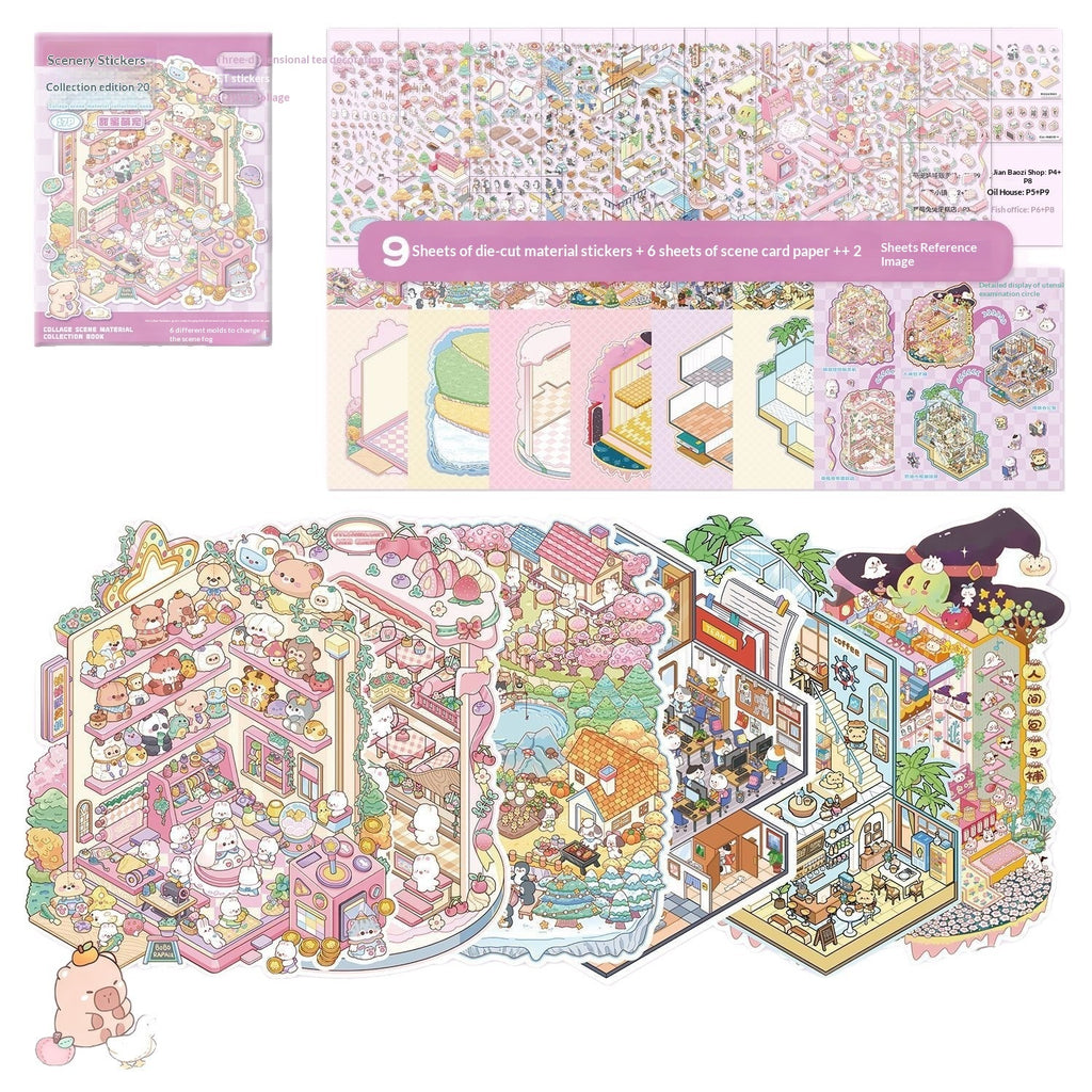 Educational Miniature Scene Sticker Book for Kids