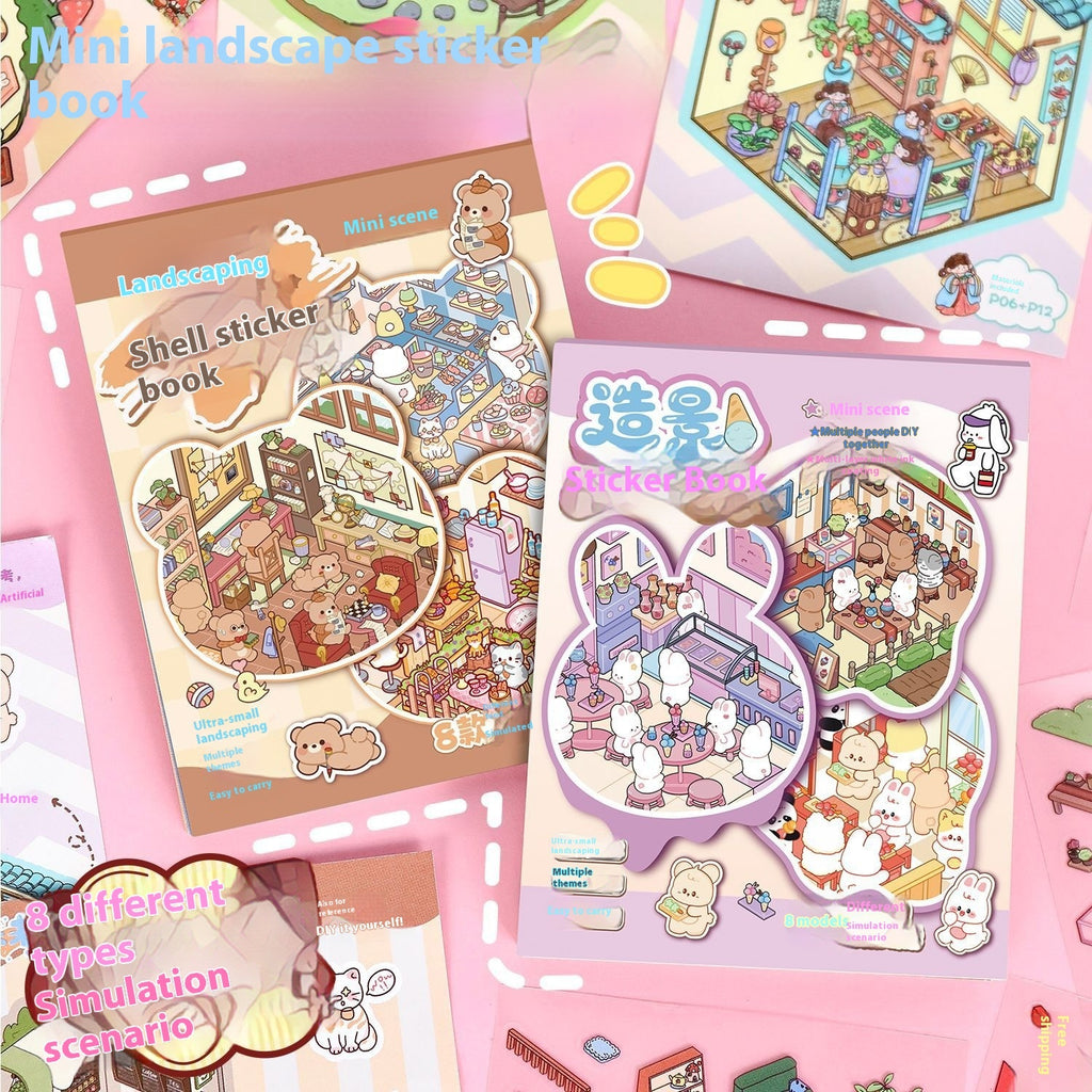 Handmade 3D Stereo Cabin Sticker Book – Children’s Miniature Scene Play