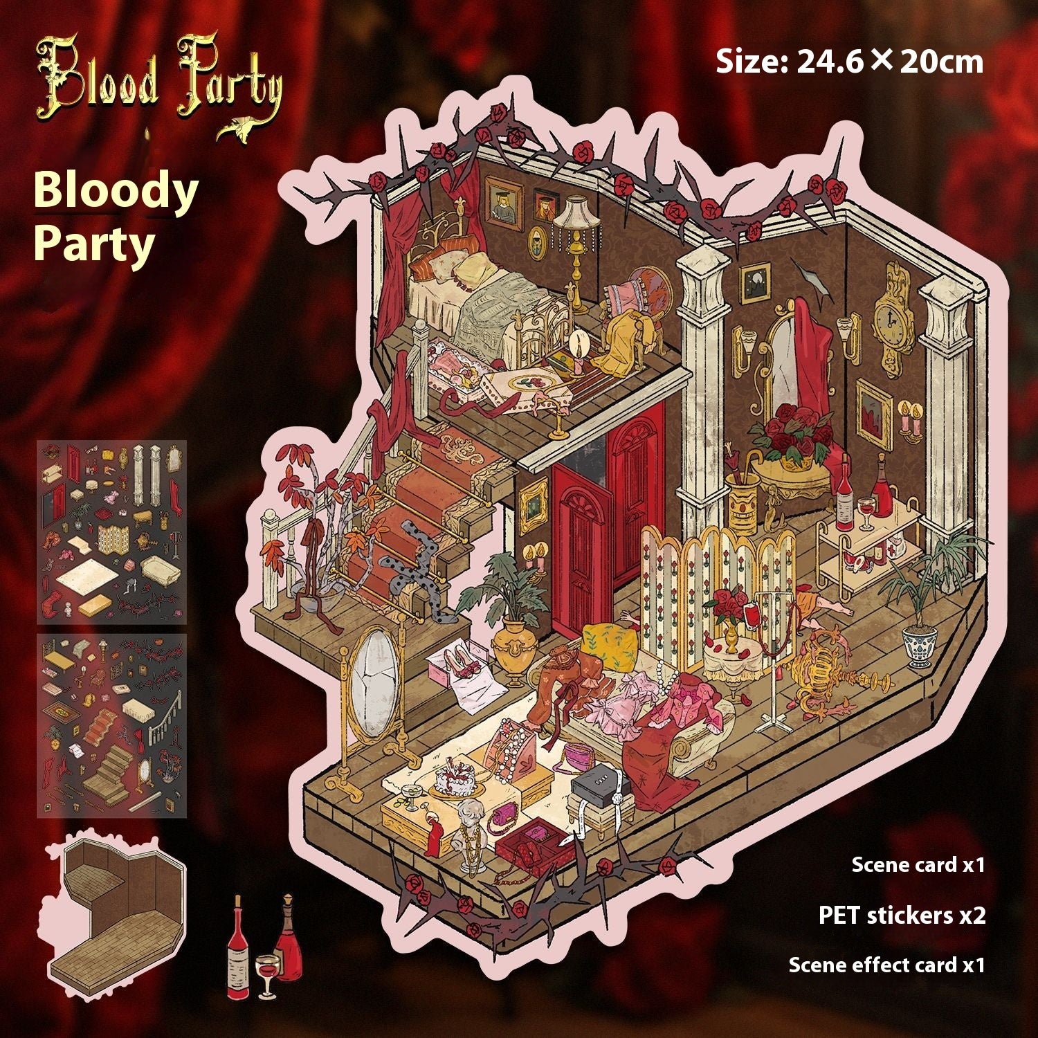 Retro Scene Landscaping Stickers | Cottage Miniature Notebook Collage