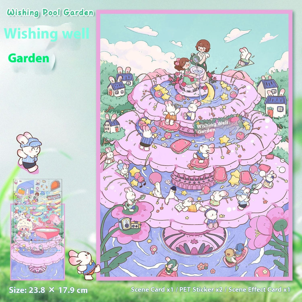 Large Miniature Scene 3D Stickers for Hand Ledger