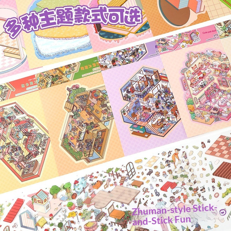 Educational Miniature Scene Sticker Book for Kids