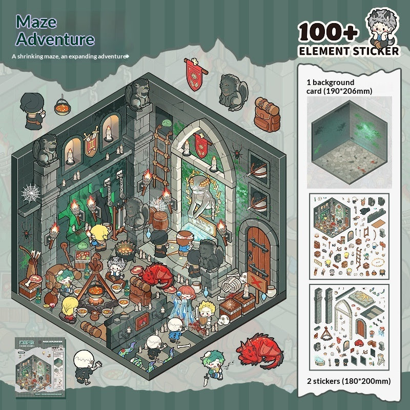 Miniature Adventure Scene Building Stickers for Scrapbooking & Journaling
