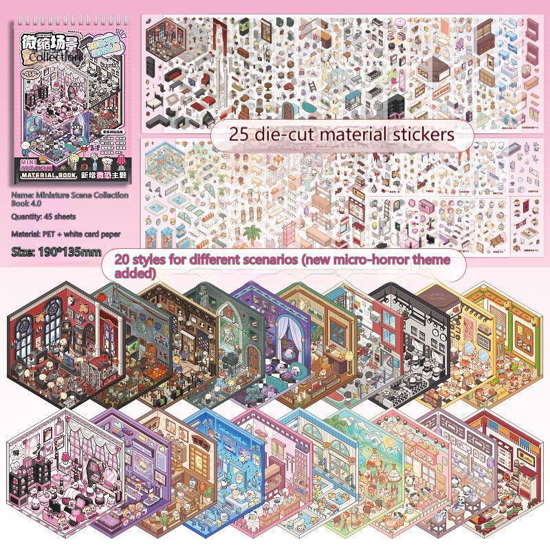 DIY 3D Tiny House Diorama Sticker Set Book – Miniature Scene Planner Decor
