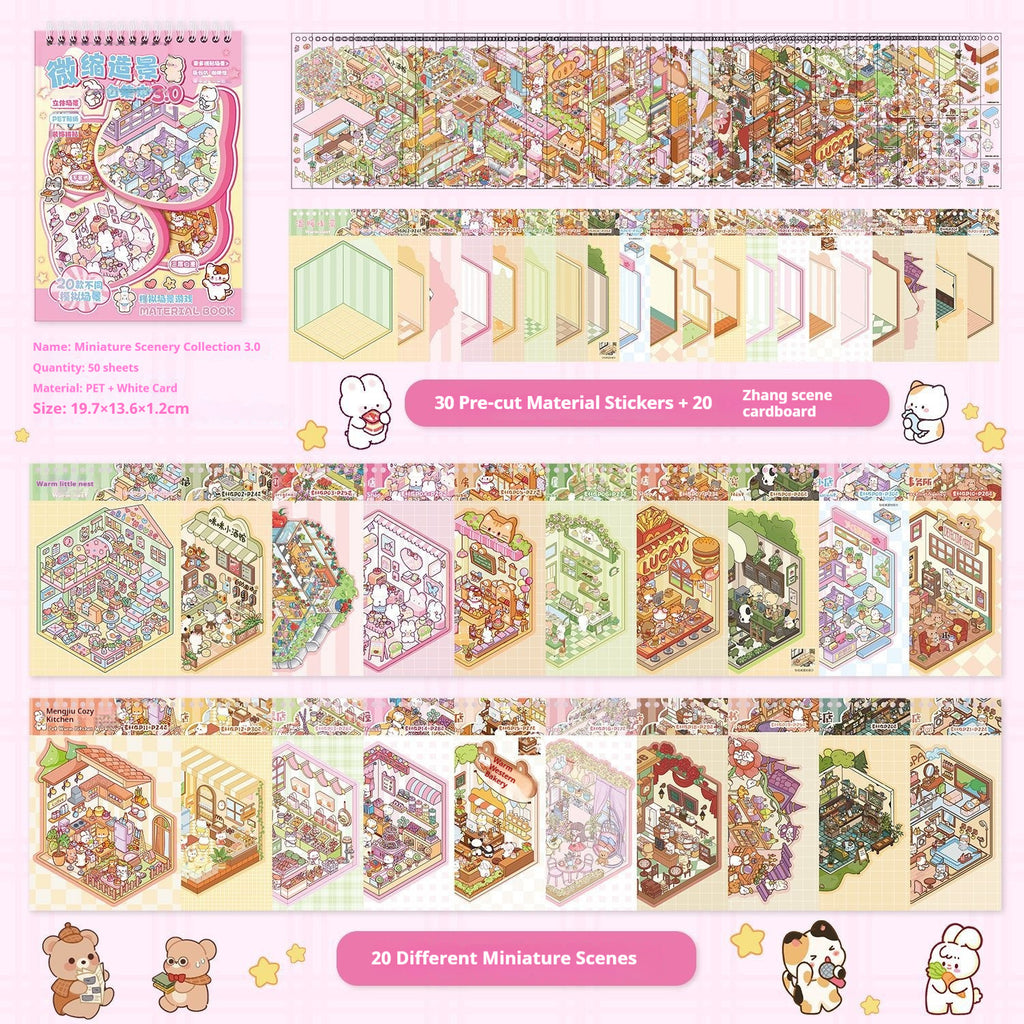 Miniature Landscape Sticker Book | 3D Stereo Paste-Up Toy