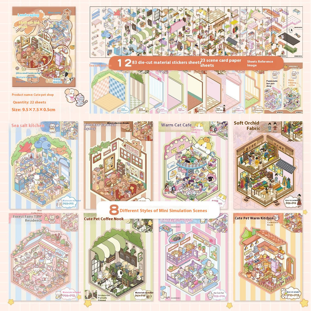 Handmade 3D Stereo Cabin Sticker Book – Children’s Miniature Scene Play