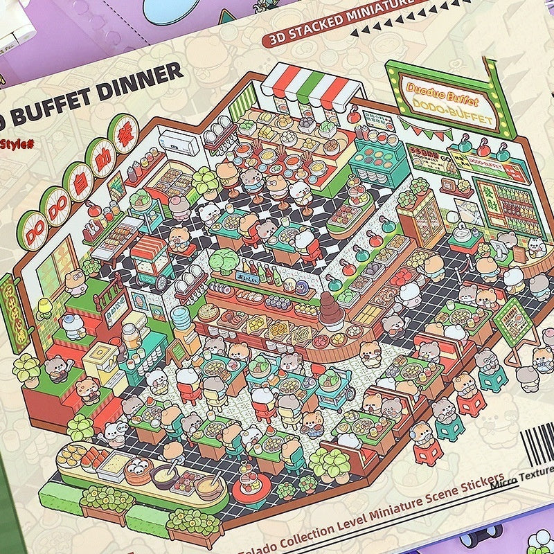 Telado Miniature Scene Sticker Book for Kids & Adults