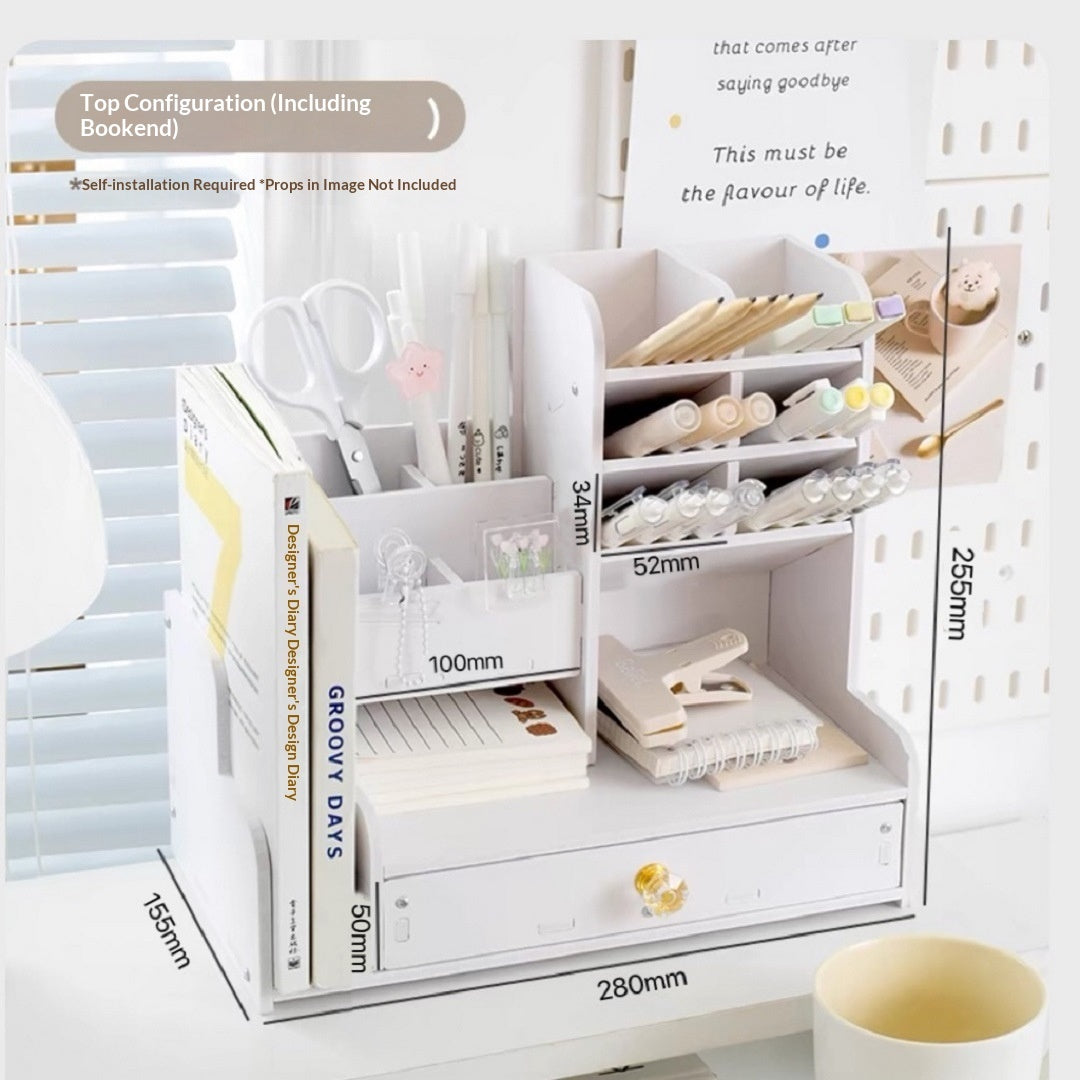 Multi-Functional High-Capacity Desk Storage Box with Slanted Pen Holder