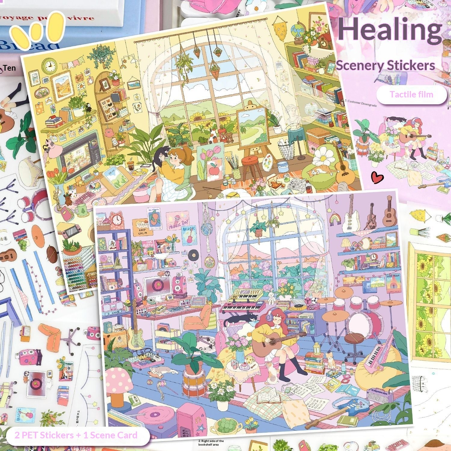 Relaxing Healing Series Miniature Scene Stickers – 3D Decor