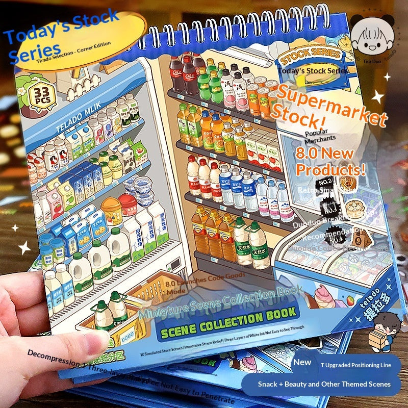 Mini Supermarket Snack & Drink 3D Miniature Scene Sticker Book 8.0