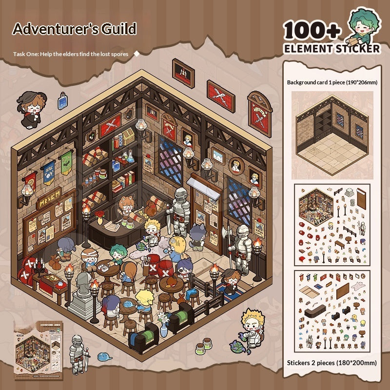 Miniature Adventure Scene Building Stickers for Scrapbooking & Journaling