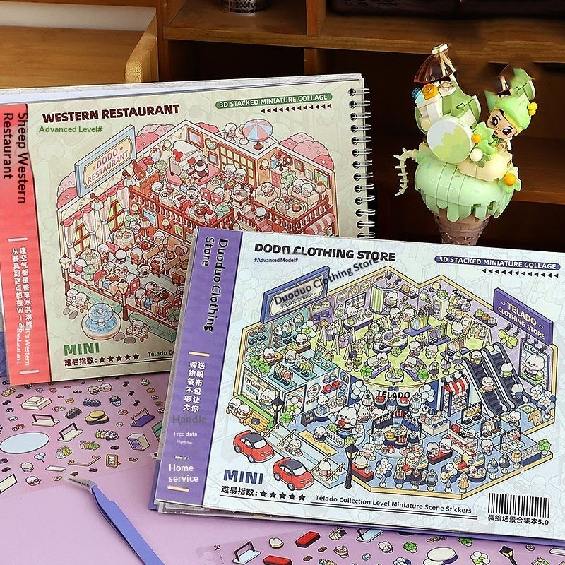 Telado Miniature Scene Sticker Book for Kids & Adults
