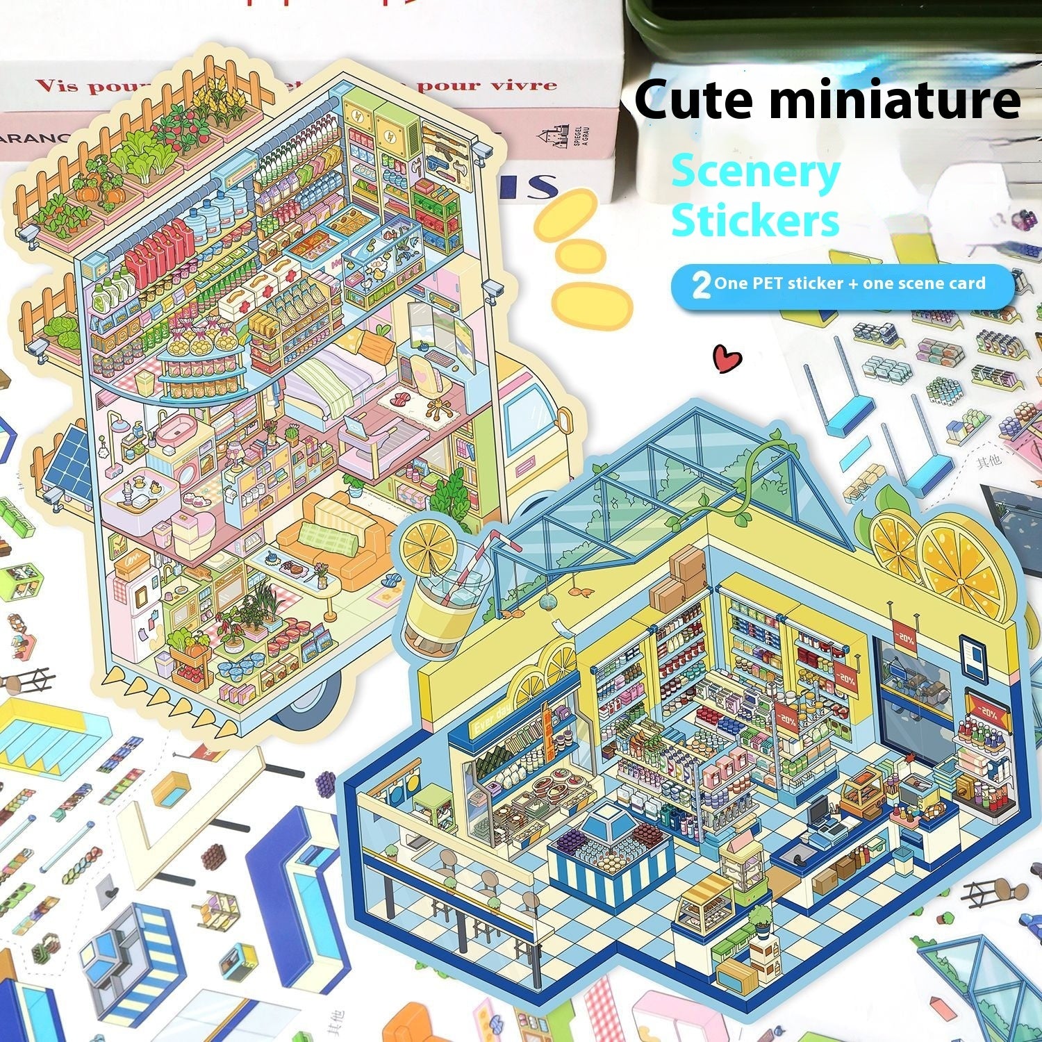 Hand Account Large 3D Miniature Scene Landscape Stickers