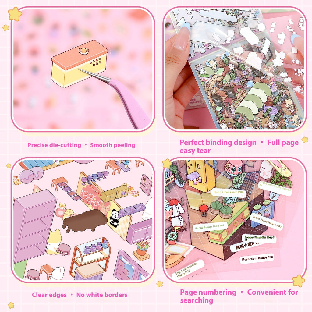 Handmade 3D Stereo Cabin Sticker Book – Children’s Miniature Scene Play