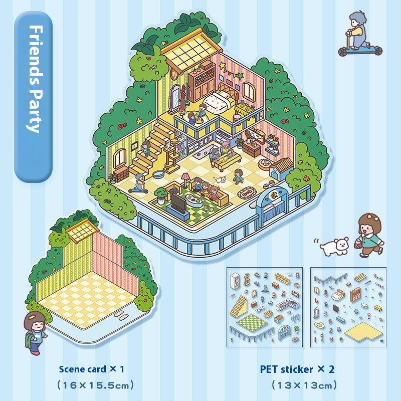 Cartoon Landscape Miniature Scene Stickers