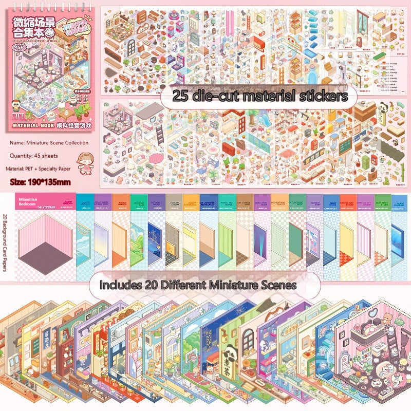 DIY 3D Tiny House Diorama Sticker Set Book – Miniature Scene Planner Decor