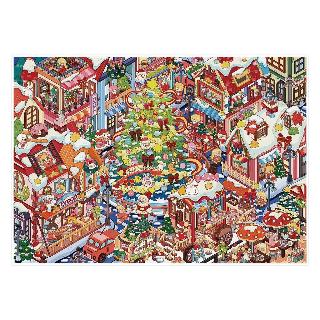 Large-Size Christmas Town 3D Miniature Landscape Scene Stickers for Journaling
