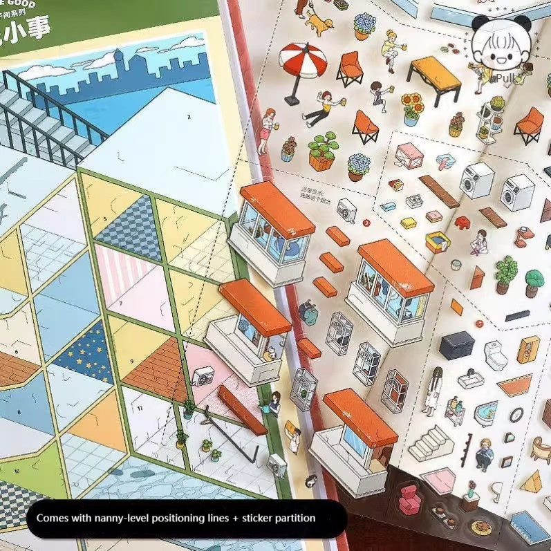 DIY 3D Tiny House Diorama Sticker Set Book – Miniature Scene Planner Decor