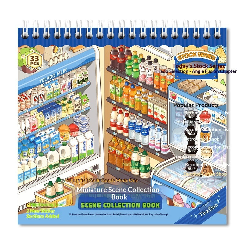 Mini Supermarket Snack & Drink 3D Miniature Scene Sticker Book 8.0
